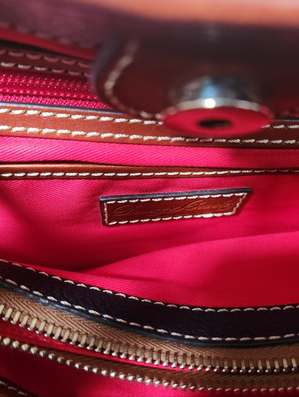 Dooney & Bourke Navy And TanPebbled Leather Brielle  Tote Satchel Shoulder Bag - Picture 10 of 11
